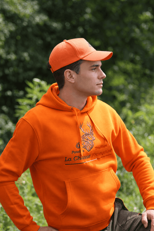 Sweat de chasse homme orange | La Chasse Française
