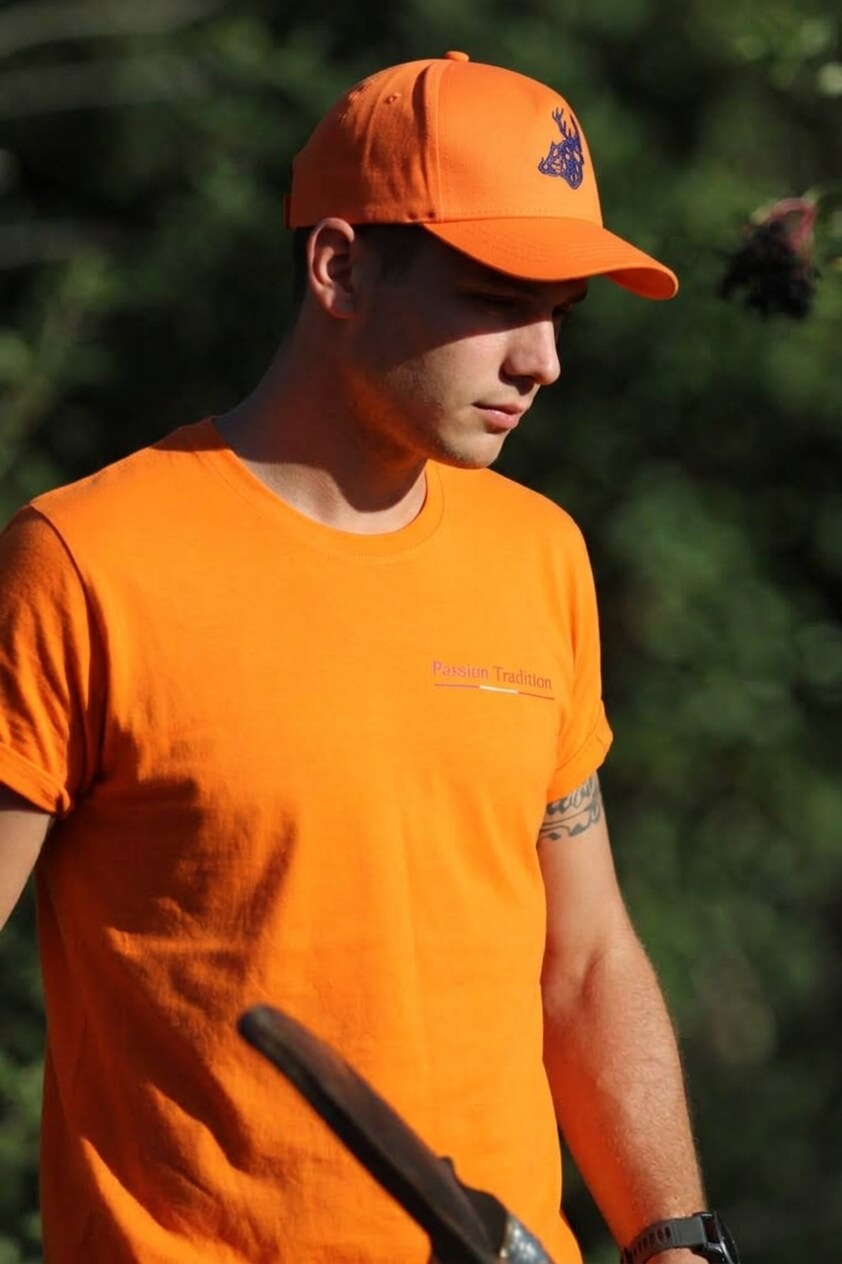 T-Shirt Chasse Orange "Passion Tradition"