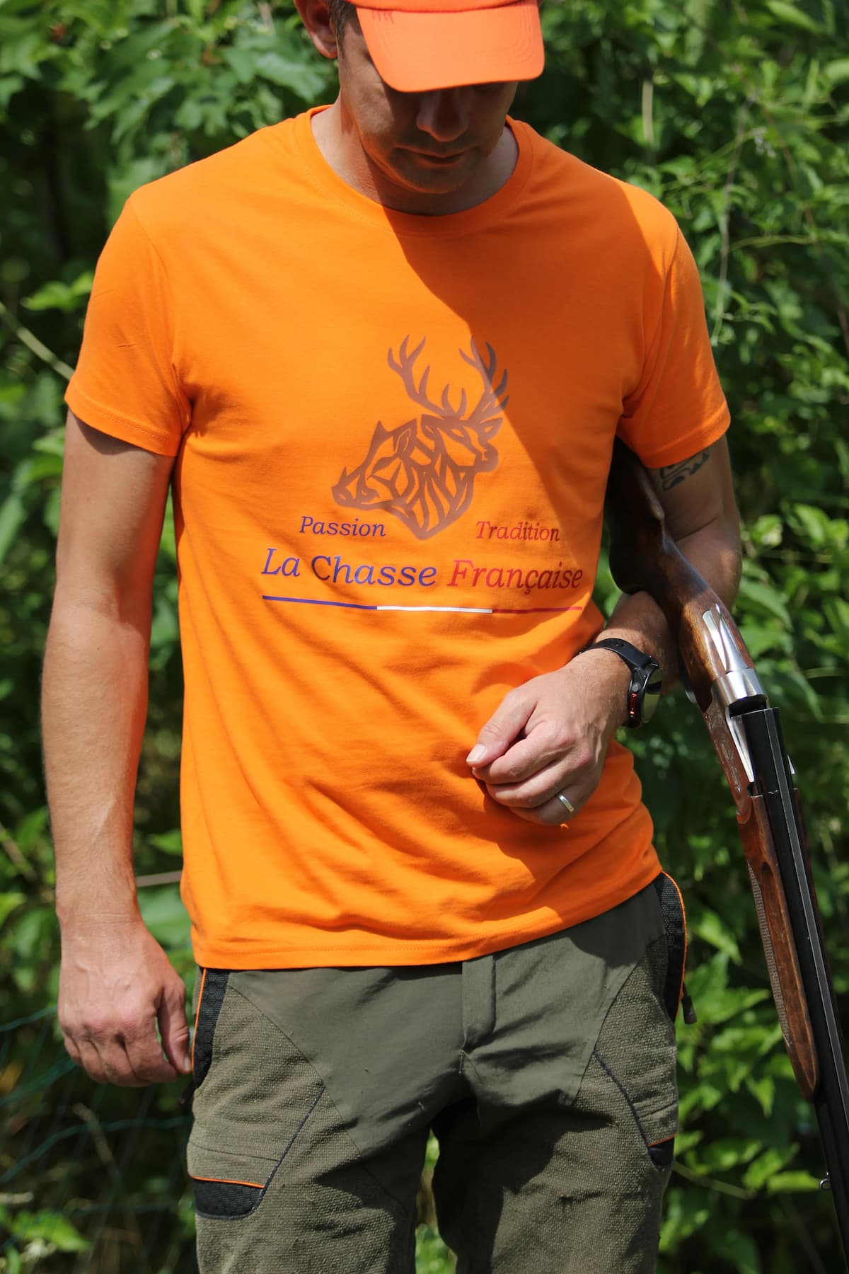 T-shirt de chasse orange unisexe | La Chasse Française